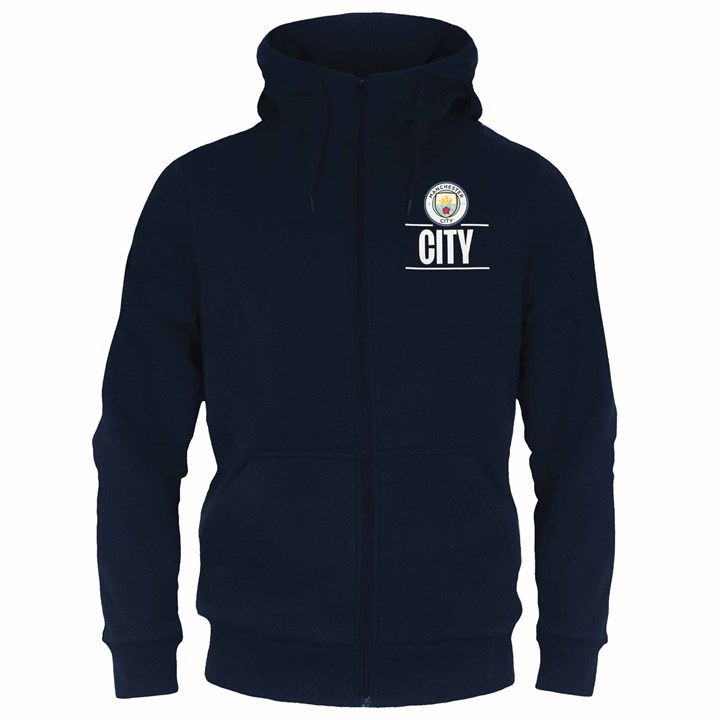 Manchester City FC Adult Navy Zip Hoodie Extra Large