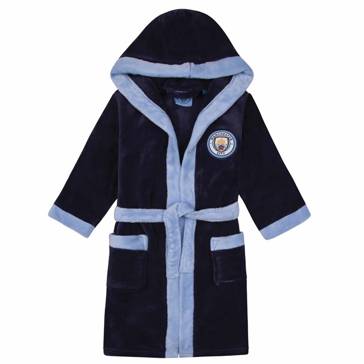 Manchester City FC Kids Navy Hooded Dressing Gown 3 - 4 Years