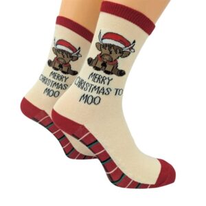 Merry Christmas to Moo Socks - Size 4 - 8