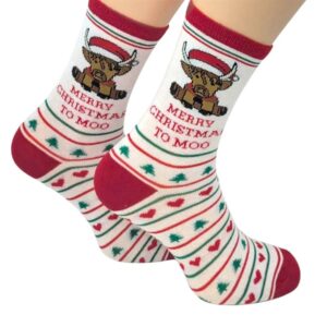 Merry Christmas to Moo Socks - Size 4 - 8