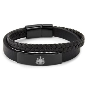 Newcastle United FC Engraved Leather Bracelet with Gift Box