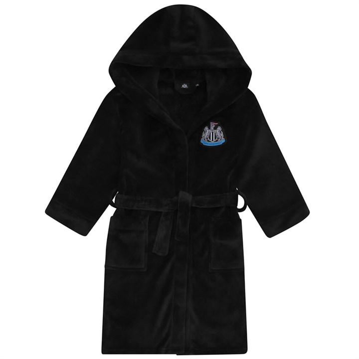 Newcastle United FC Kids Black Hooded Dressing Gown 11 - 12 Years
