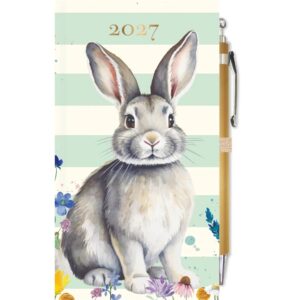 Rabbit Watercolour Slim Diary with Pen 2027