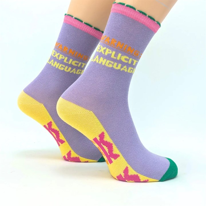Warning Explicit Language Socks - Size 4 - 8